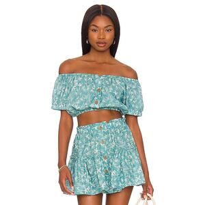 EBERJEY 2Pc Set Harper & Nellie Floral Crop Top Skirt Tropical Toucan